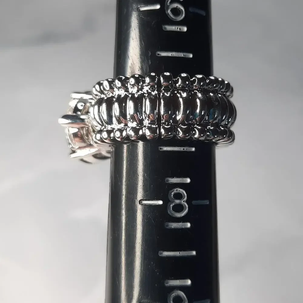 Silver & Green Stretch Ring